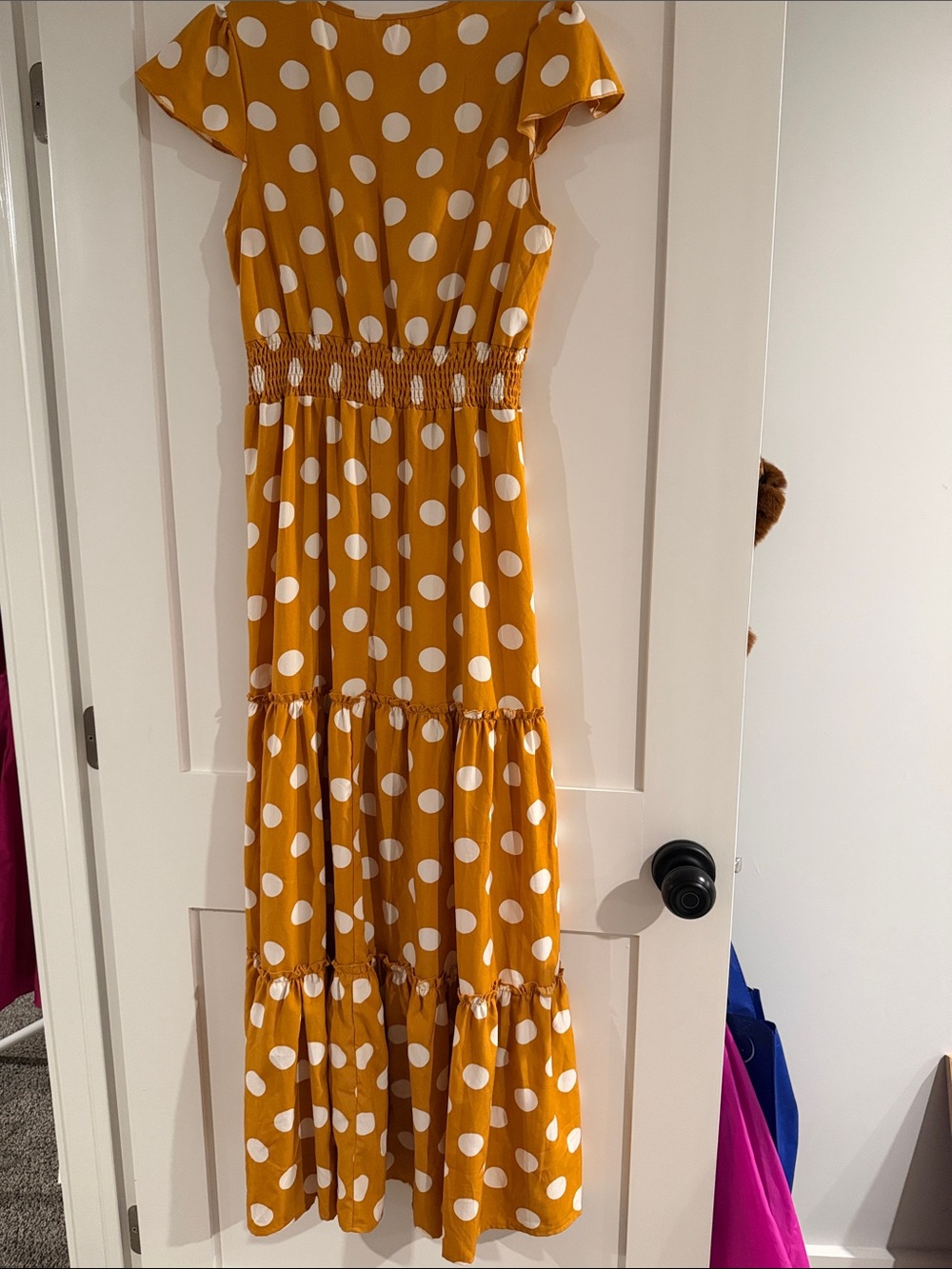 Women’s Polka Dot Maxi Dress - Mustard Yellow size medium - Picture 5 of 5